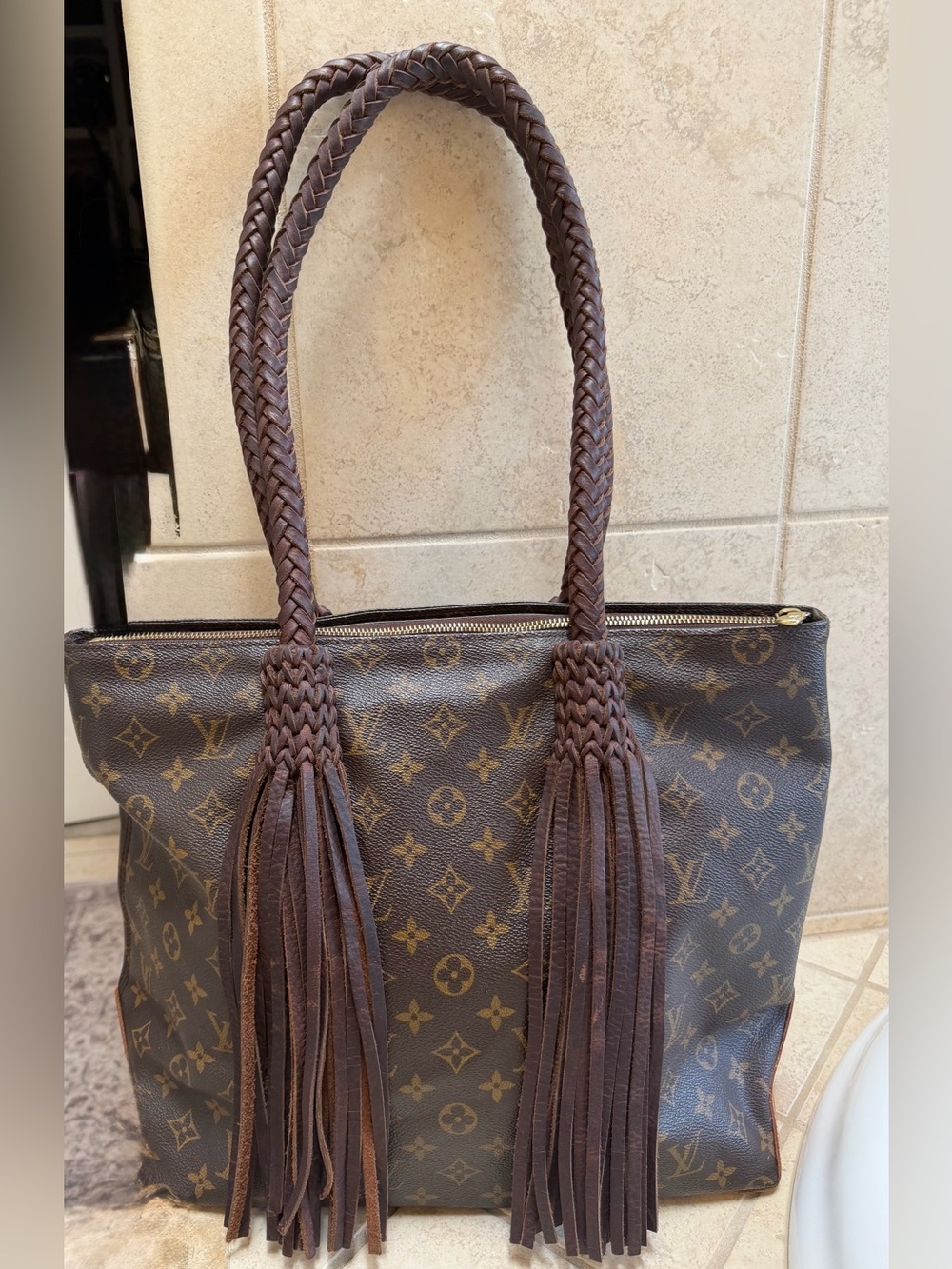 Louis Vuitton Brown Monogram Tote with Braided Tassel Handles